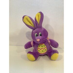Vintage GAC Easter Bunny Rabbit Plush Purple Stuffed Animal with Carrot Backpack